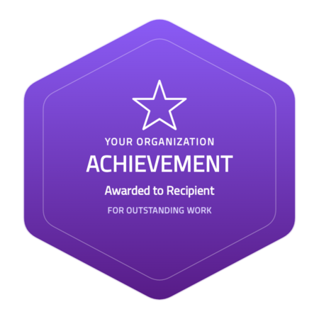 Achievement-hexagon badge template — Purple