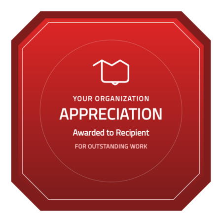 Appreciation-emblem badge template — Crimson