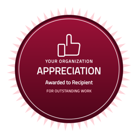 Appreciation-sunburst-r2 badge template — Burgundy