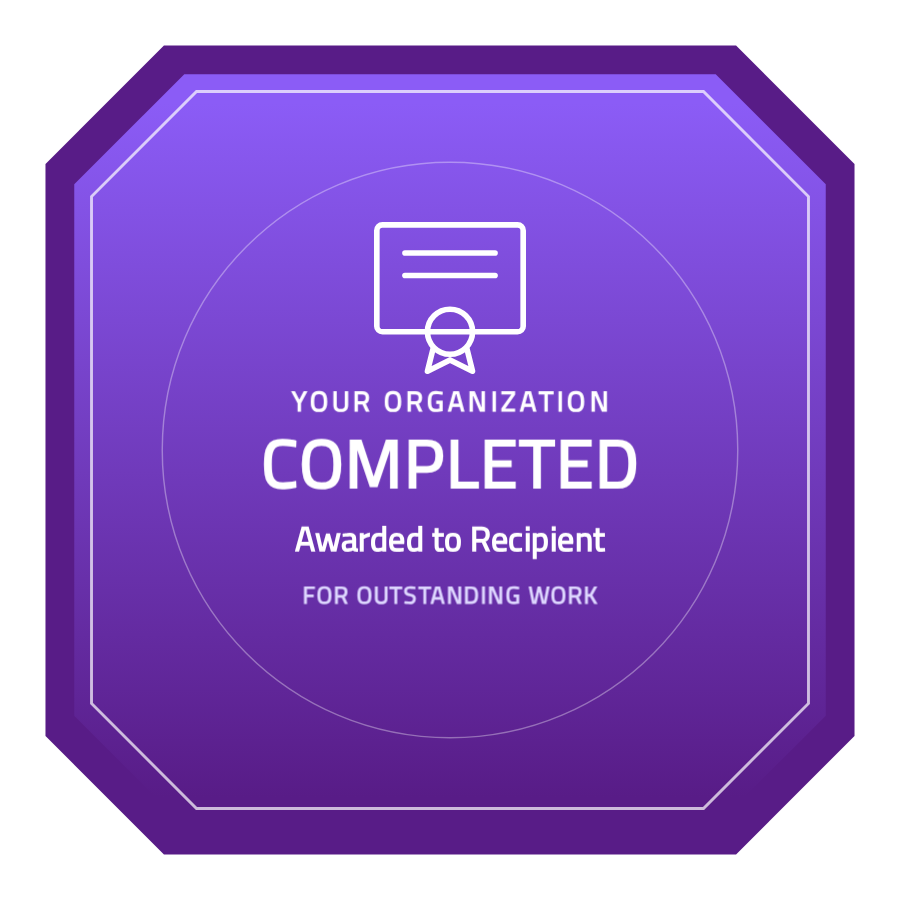 Completion-emblem badge template — Purple