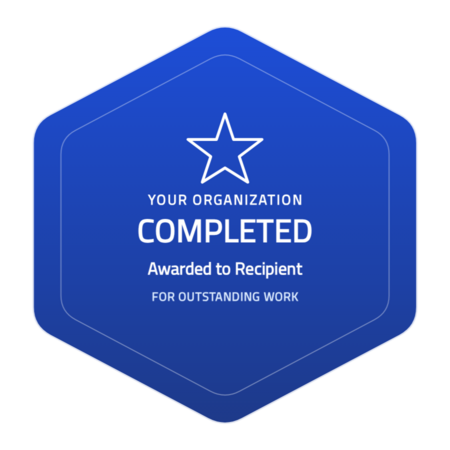 Completion-hexagon-r5 badge template — Cobalt