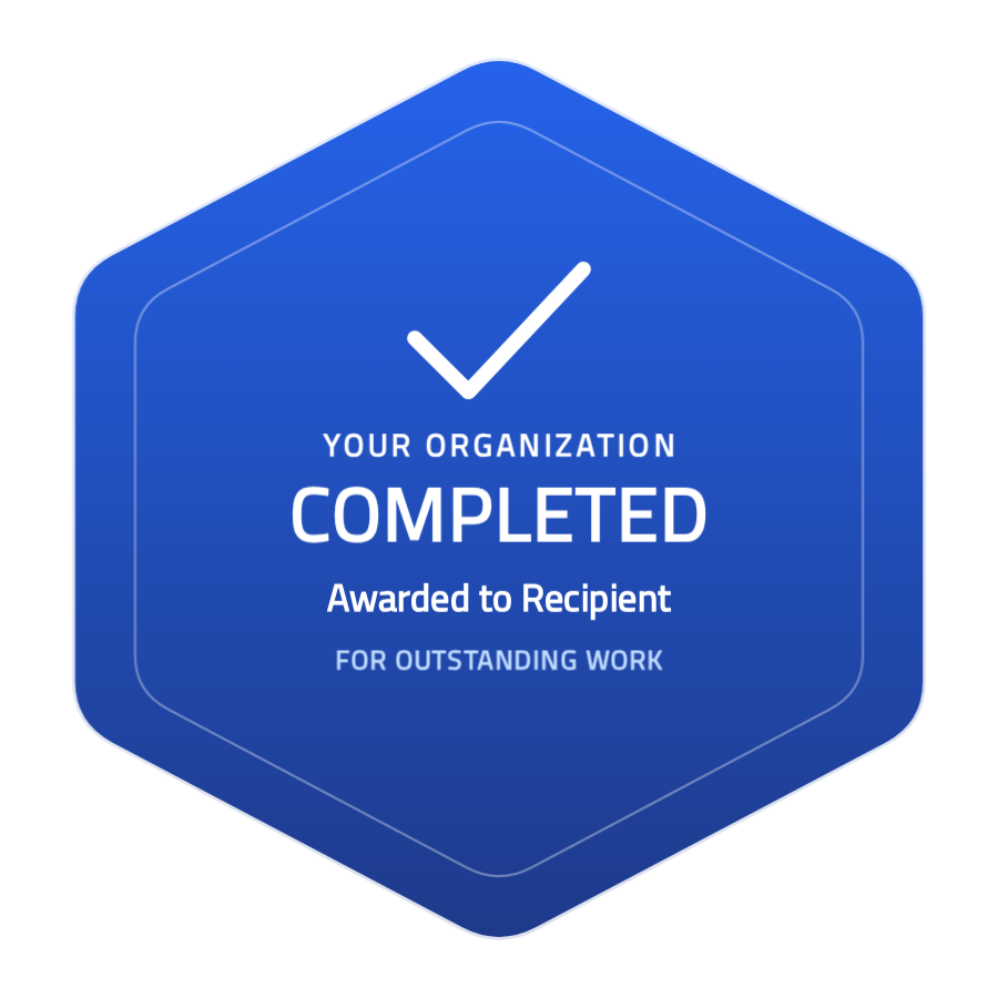 Completion-modern badge template — Blue