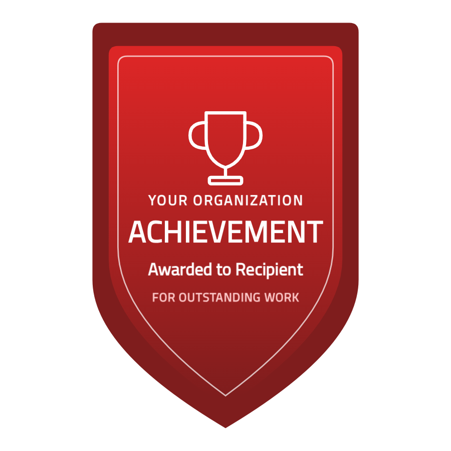 Plantilla d'insígnia d'assoliment amb escut robust — gratuïta, 8 colors