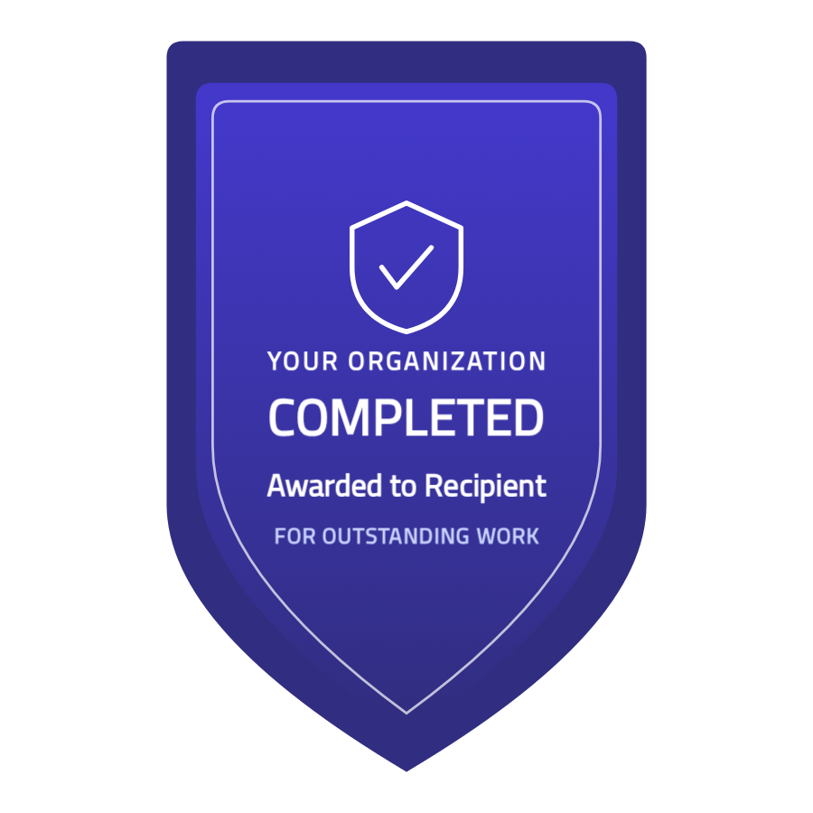 Ren skjold-badge for gennemførelse — gratis skabelon