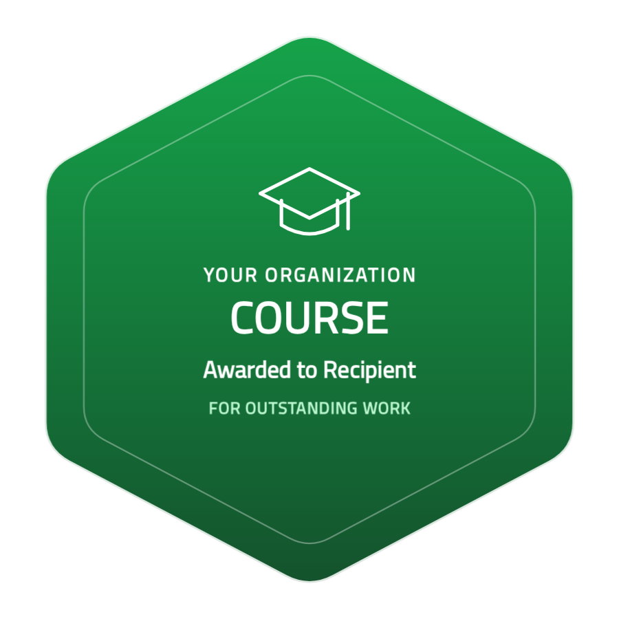Plantilla d'insígnia de finalització de curs hexàgon modern — Gratis, 8 colors