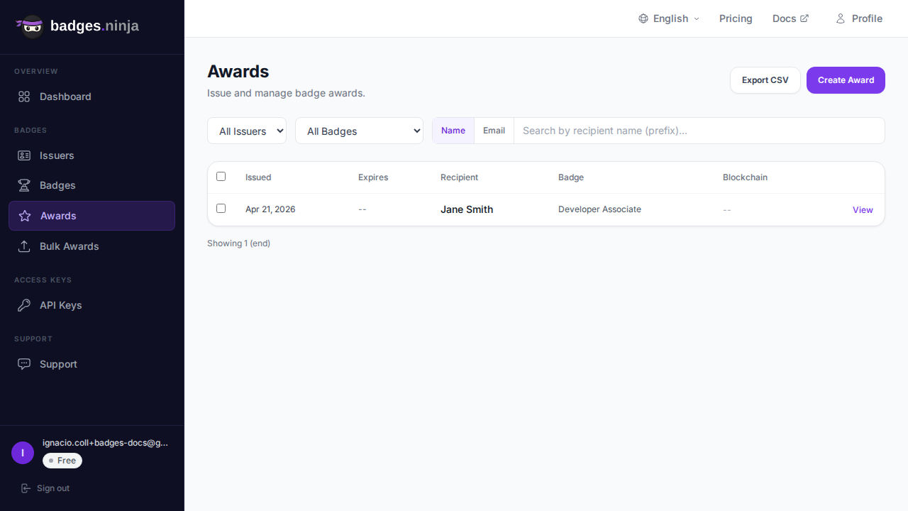 Detailvenster van de uitreiking