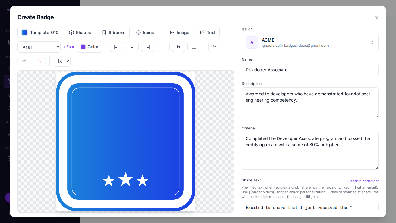 Skabelon anvendt på canvasset