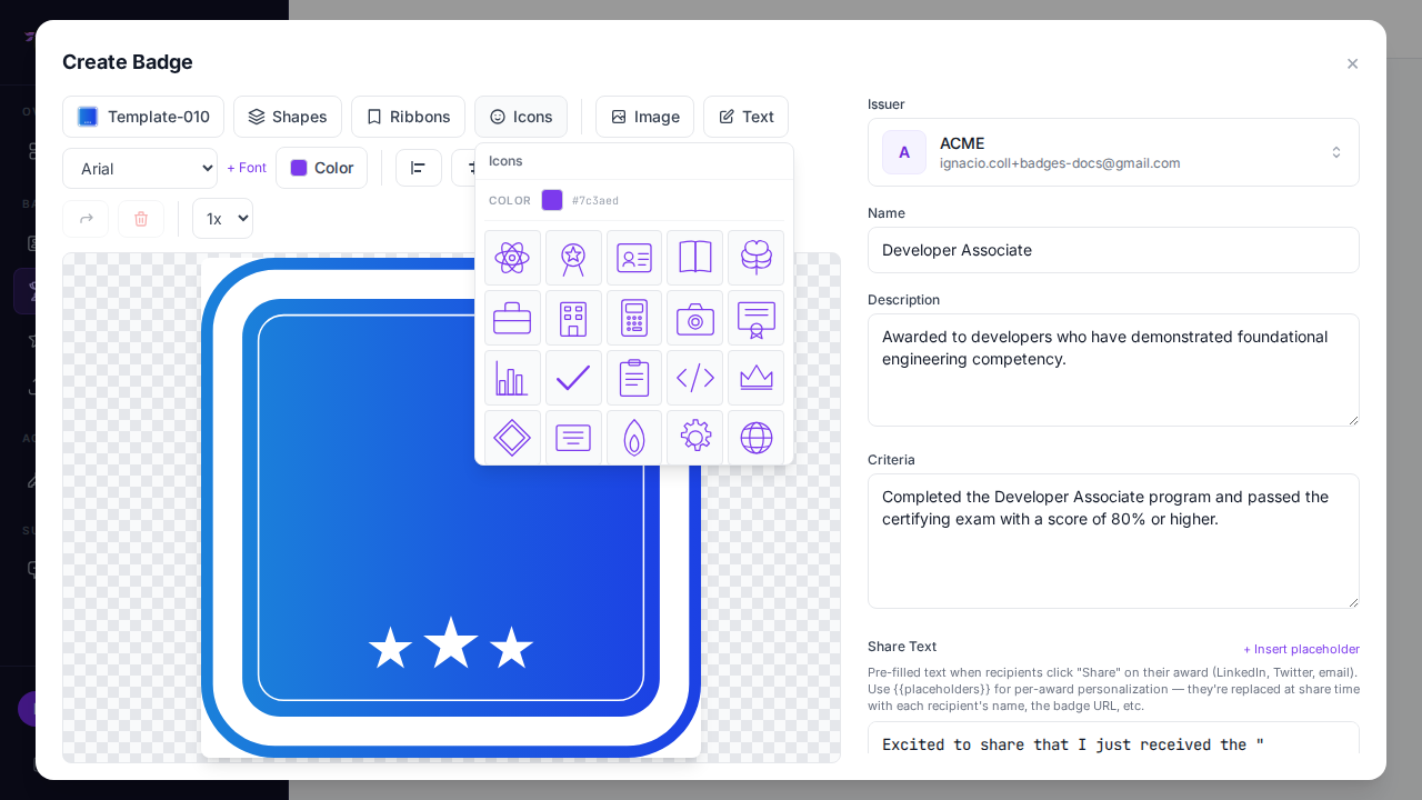 Ikoner-popover med farvebjælke