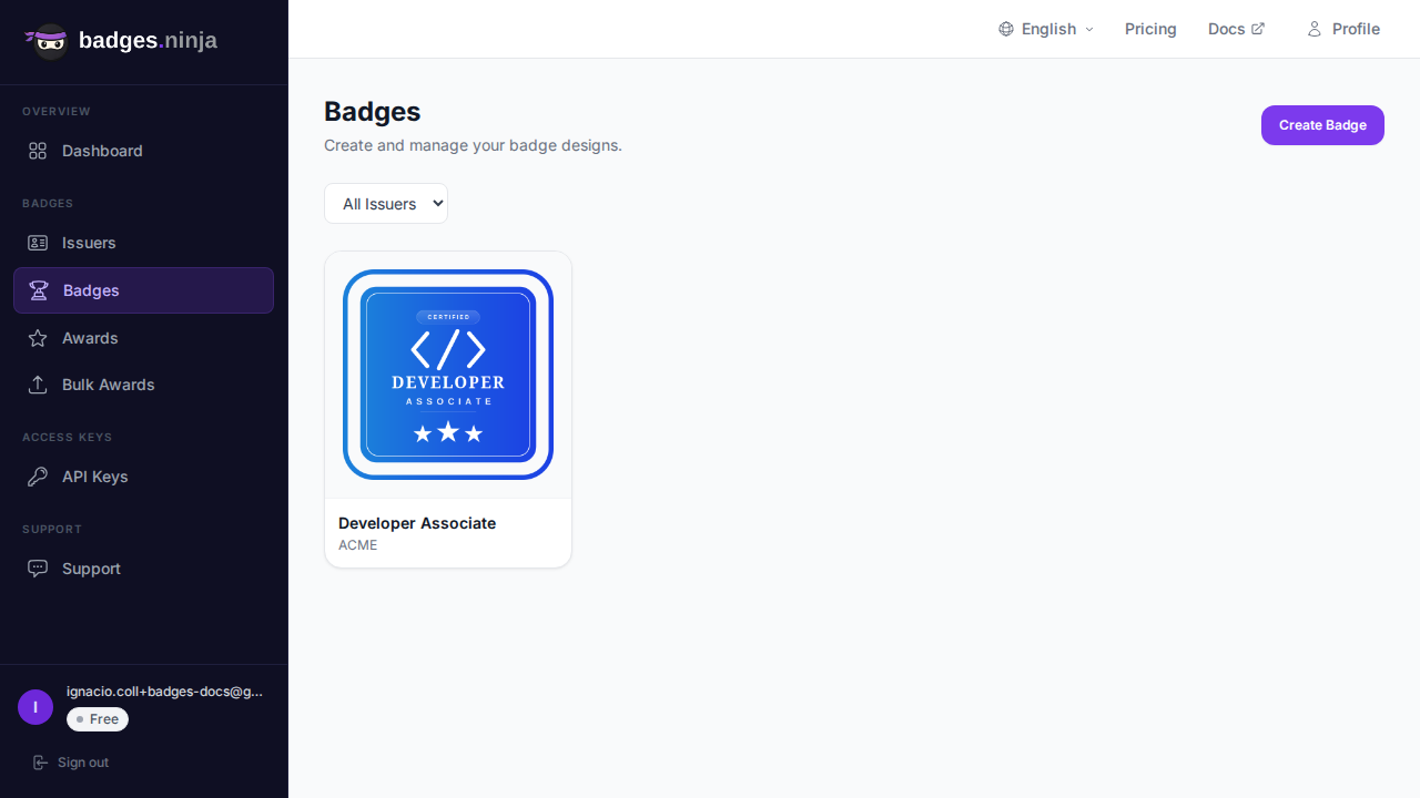 Llistat de credencials amb una credencial Developer Associate