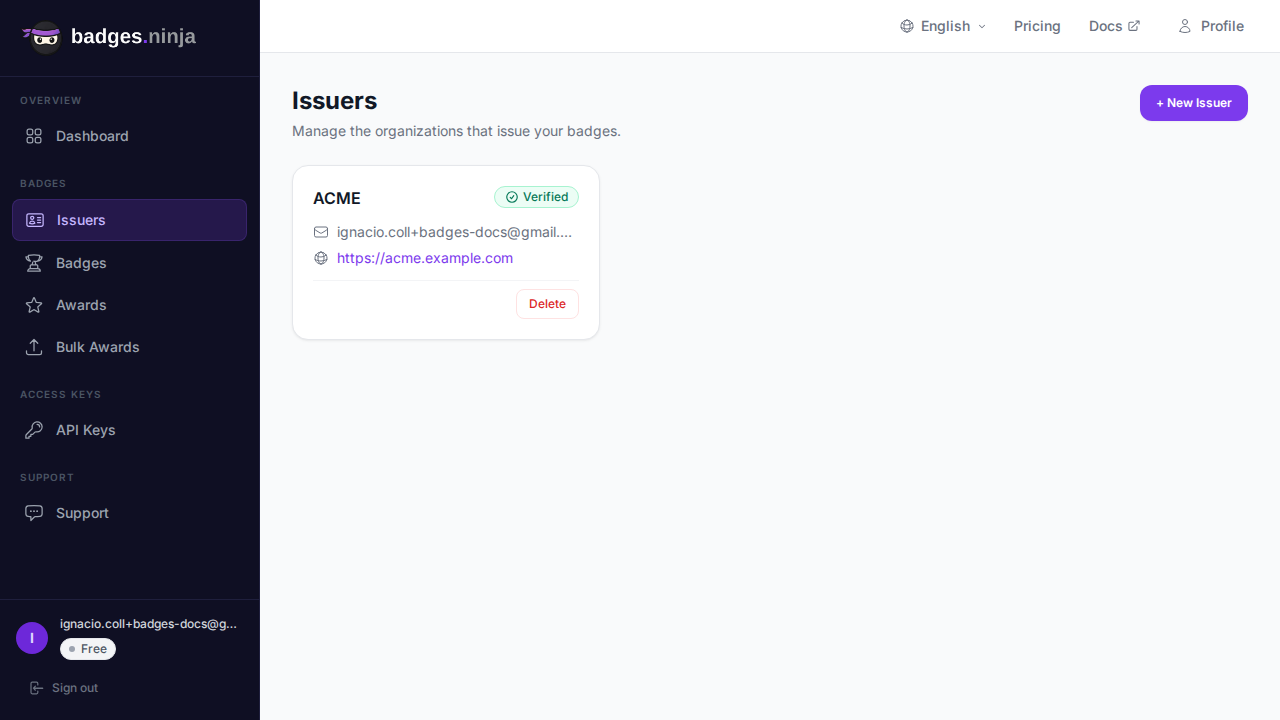 Išdavėjų sąrašas su patvirtintu ACME išdavėju