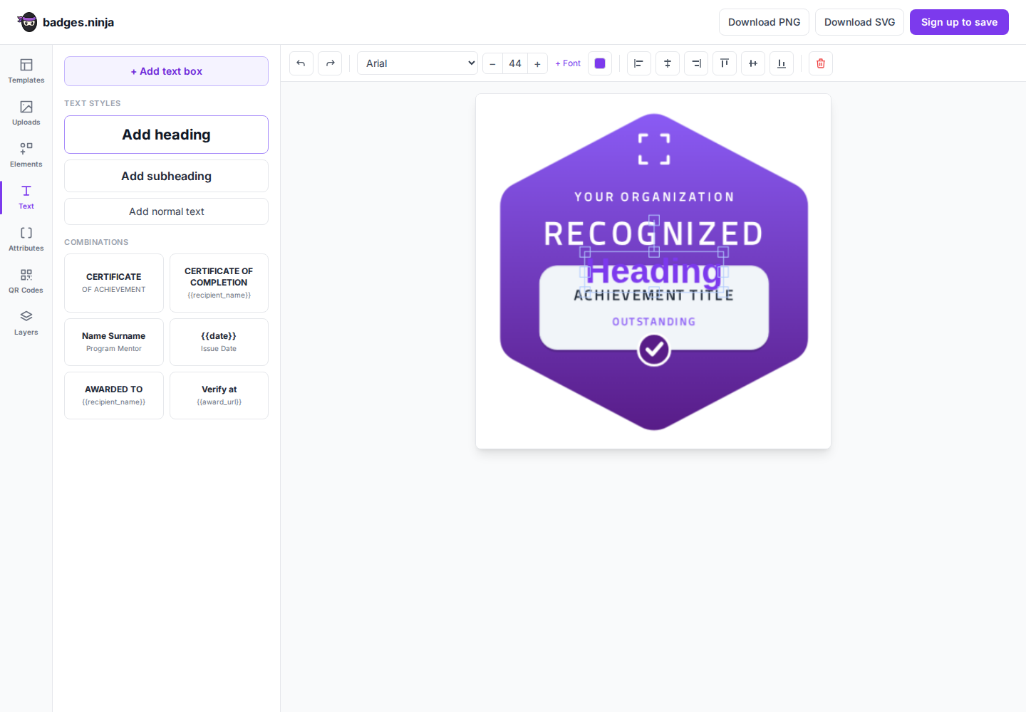 Adding and styling text on the public designer