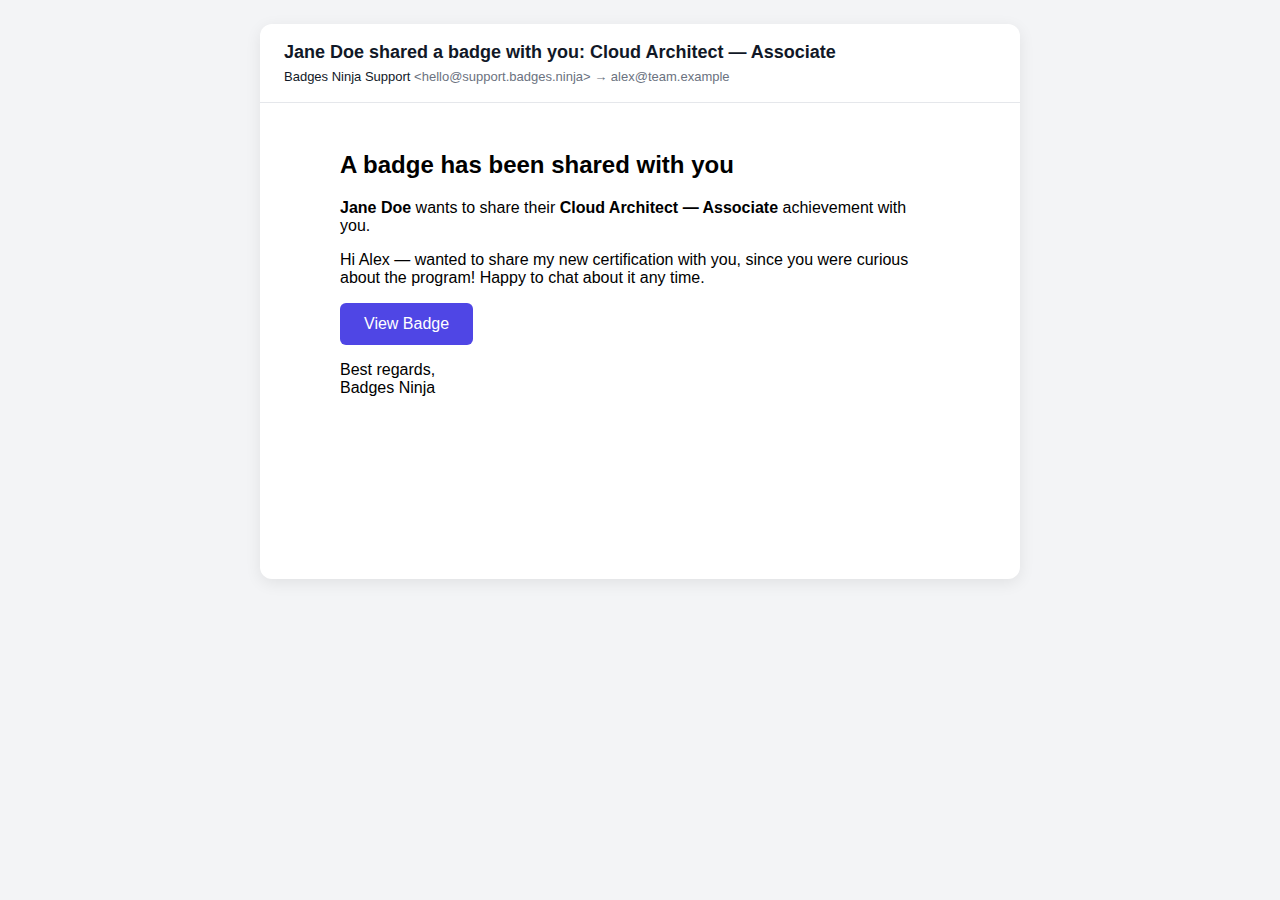 Email aktual yang diterima setiap penerima alamat